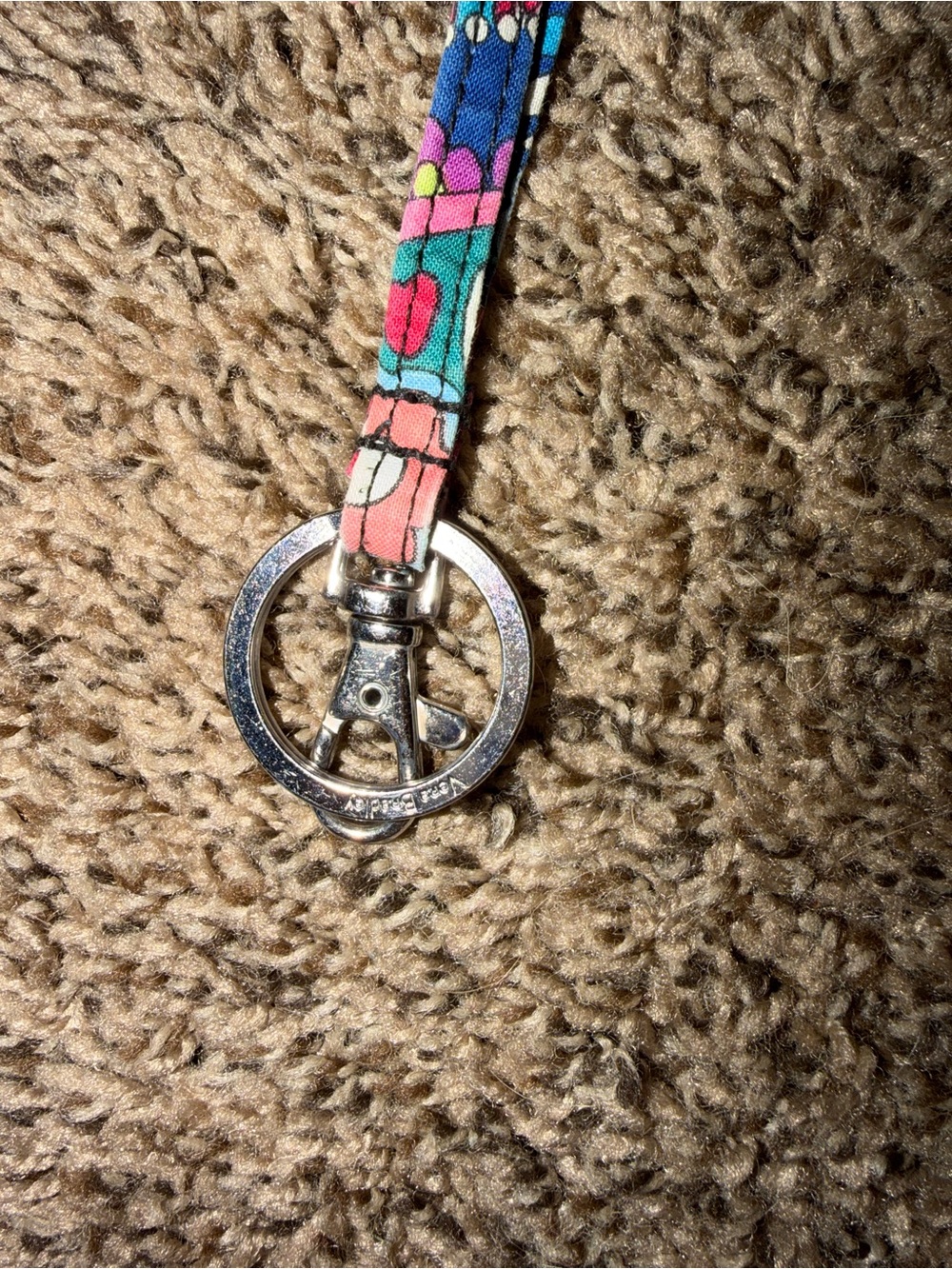 Vera Bradley Multicolor Abstract Fabric Lanyard Detachable Peace Charm 36"